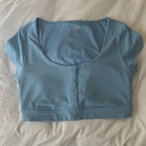Like NEW Alo Yoga Blissful Henley Bra in M and Blue sky